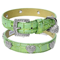 Green Bling Hearts Dog Collar