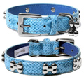 Blue Snakeskin Dog Collar