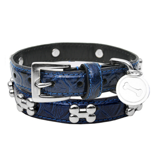 Navy Crocodile Dog Collar
