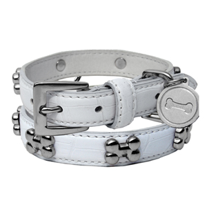 White Crocodile Dog Collar